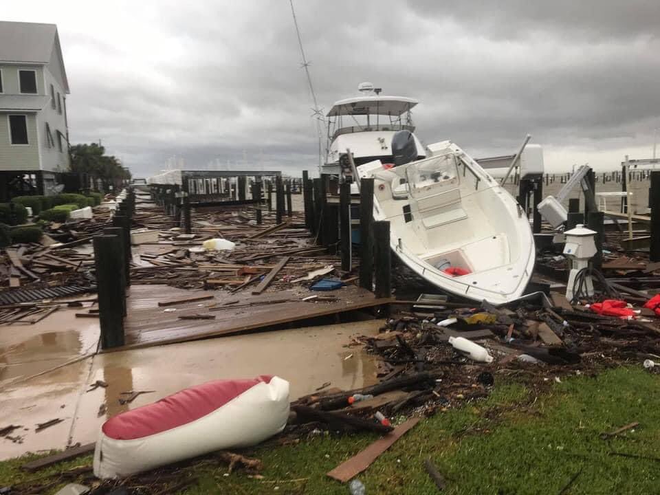 Considerable surge and wind damage photos continue to come in this morning with damage to boats and buildings from Dauphin Island, AL