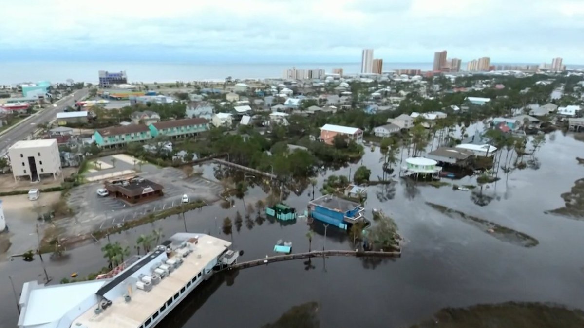 New drone video of widespread damage and flooding in Gulf Shores, Alabama