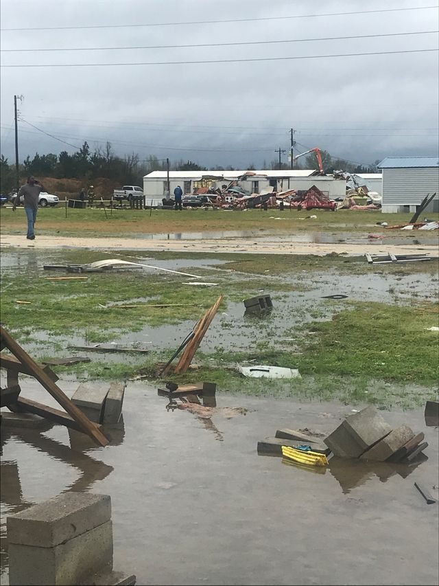 At least two people hospitalized and 8-9 trailers damaged at Atmore trailer park following severe storms