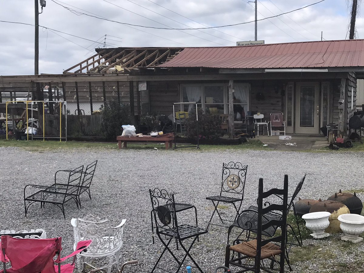 MOUNDVILLE STORM DAMAGE: Some homes on Rockwood Drive sustained damages.  The Highway 69 South Flea Market was also damaged.  No injuries