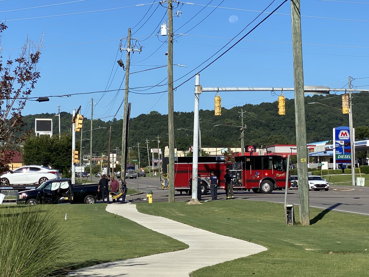 Automobile accident on corner of Crestwood Blvd & Montevallo Rd - emergency vehicles on scene