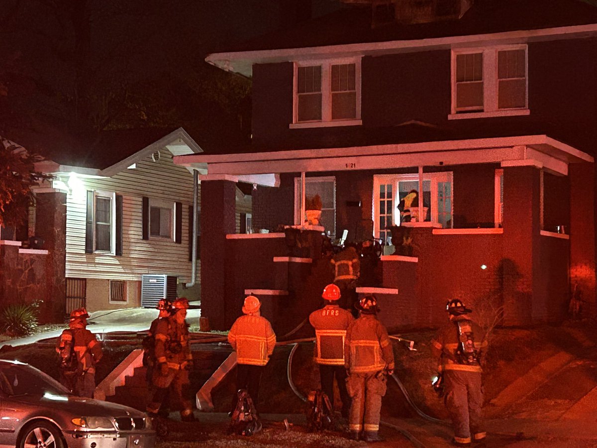 BFRS on scene 33rd S N at what looks to be a singular house fire. Fire personell were in offensive position and now  looks to be completing a search inside the home