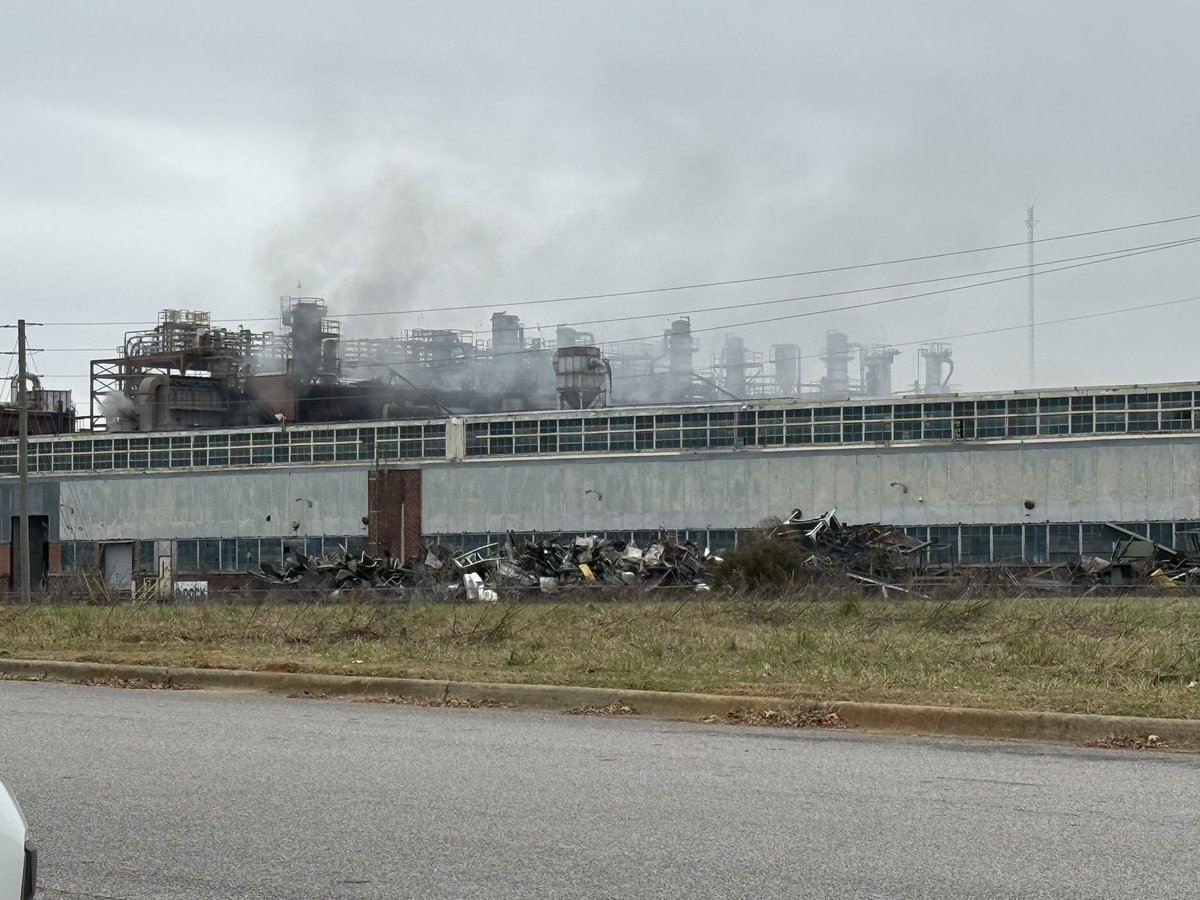 Fire at old Goodyear plant in Gadsden, Ala. Fire crews currently on the scene